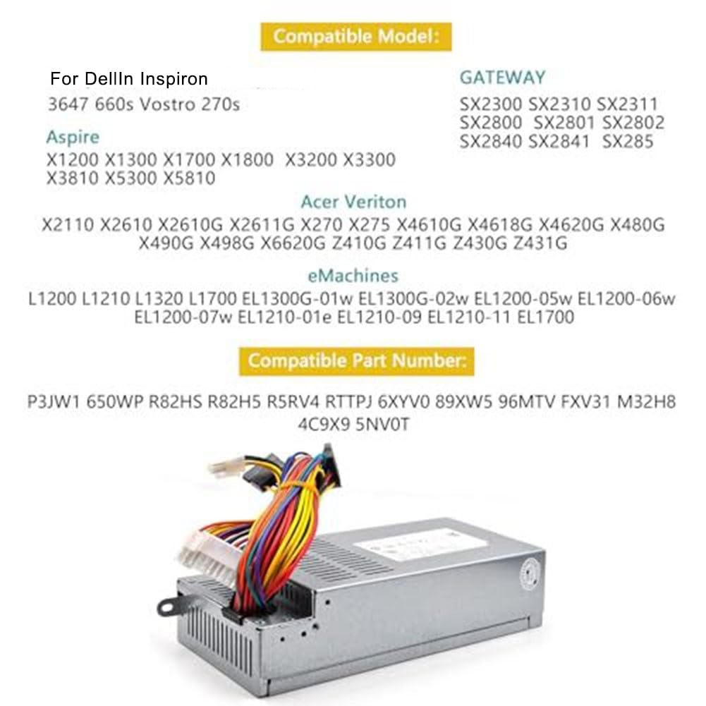 Netzteil 220W Für Dell OptiPlex 3647 660S V270S D06S, Ersatz für H220AS-00 L220AS-00 D220ES-01 PS-5221-03DF, ATX Stromversorgung mit 24-Pin & SATA Anschlüssen, Silber