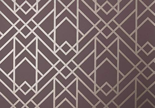 Elodie 1838 Papier peint Motif lignes géométriques symétriques Prune 1907-140-02