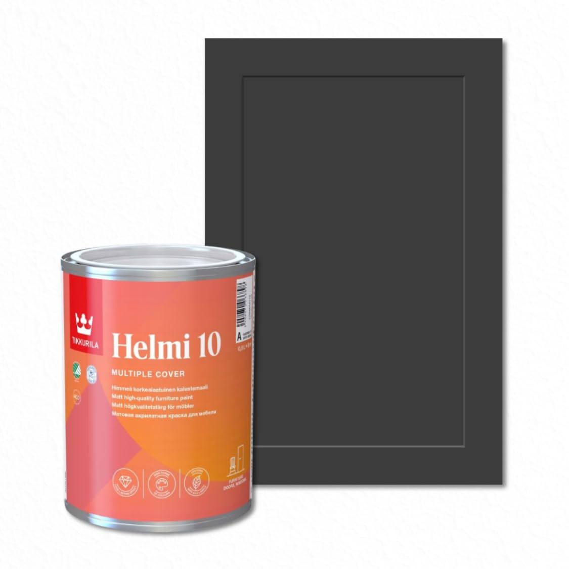 TIKKURILA Helmi 10 Matt Paint for Kitchen Cupboards, Furniture & MDF | Durable Interior Wood Finish - 0.25L Midnight Y498