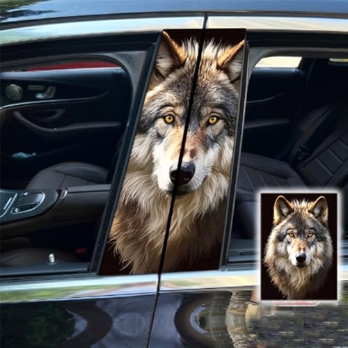 Image of 2pcs /1set Car B Pillar Sticker Decal Upgraded Vinyl Car Decals Body Side Stickers,Wolf Graphics Scratch Cover Large Sticker for Car Auto Van SUVs Trucks 19.6'' (Brown 1)