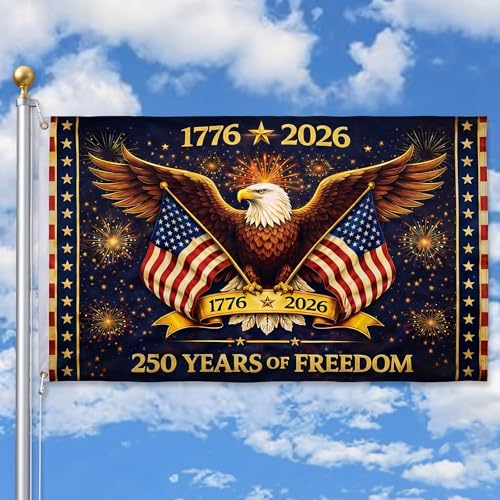 Remagr 250th Anniversary Flag 4x6 Ft Double Sided Heavy Duty 1776-2026 Anniversary USA Commemorative Flag Celebrating 250th of Freedom Banner for Outside Patriotic Decoration