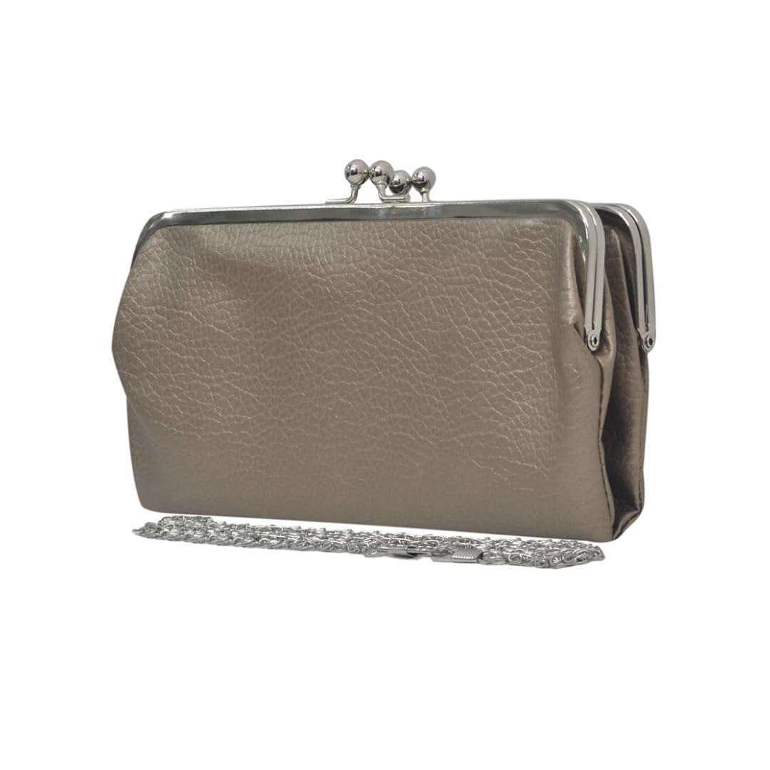 Double Frame Vintage Style Clutch Purse, Women's Travel Wallet