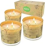 Citronella Candles Outdoor Indoor, 3 Pack 14.6 Oz Large 3 Wick Scented Jar Candles Set Aromatherapy Long Lasting Soy Wax for Summer Home Garden Patio Balcony