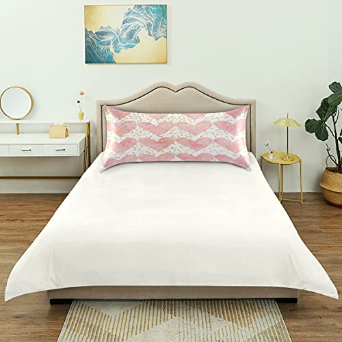 Auuxva Decorative Bed Pillowcase Pink Hearts Gold Polka Dot Pattern Satin Pillowcase For Hair And Skin Queen Size Cooling Pillow Shams Soft Pillow Cover With Envelope Closure thumb #5