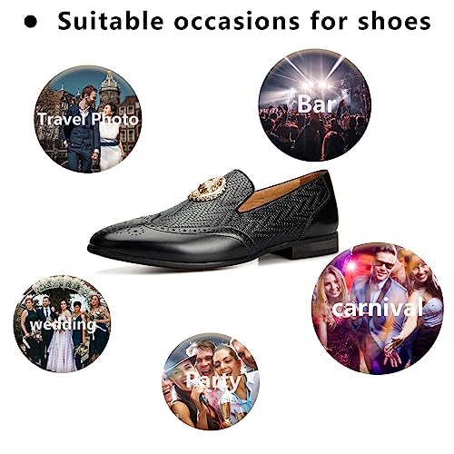 Image of Meijiana Men's Fashion Classic Microfiber PU Leather Loafers and Weeding Dress Shoes for Men