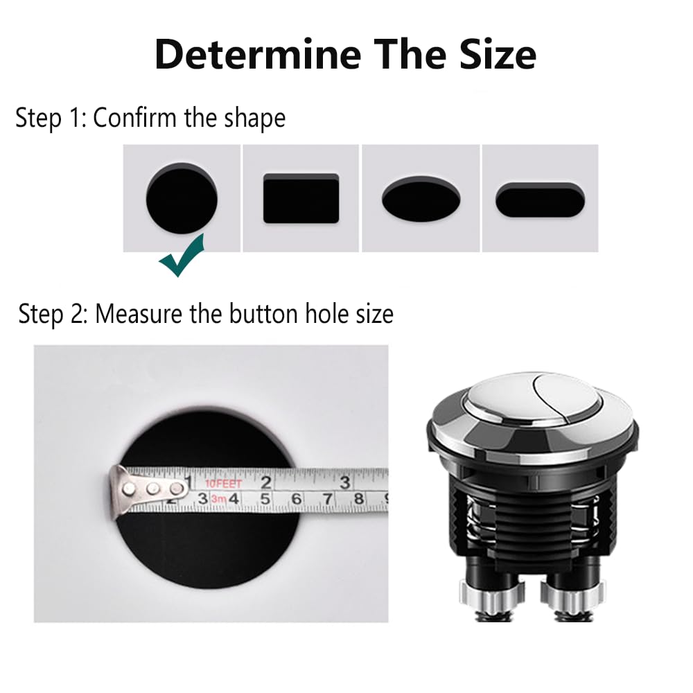 Bouton De Chasse D'eau De 38 Mm, Double Chasse Universelle Avec Tete Ronde Et Pompe Haute Pression Adapte Aux Toilettes De Salle De Bain 99219094