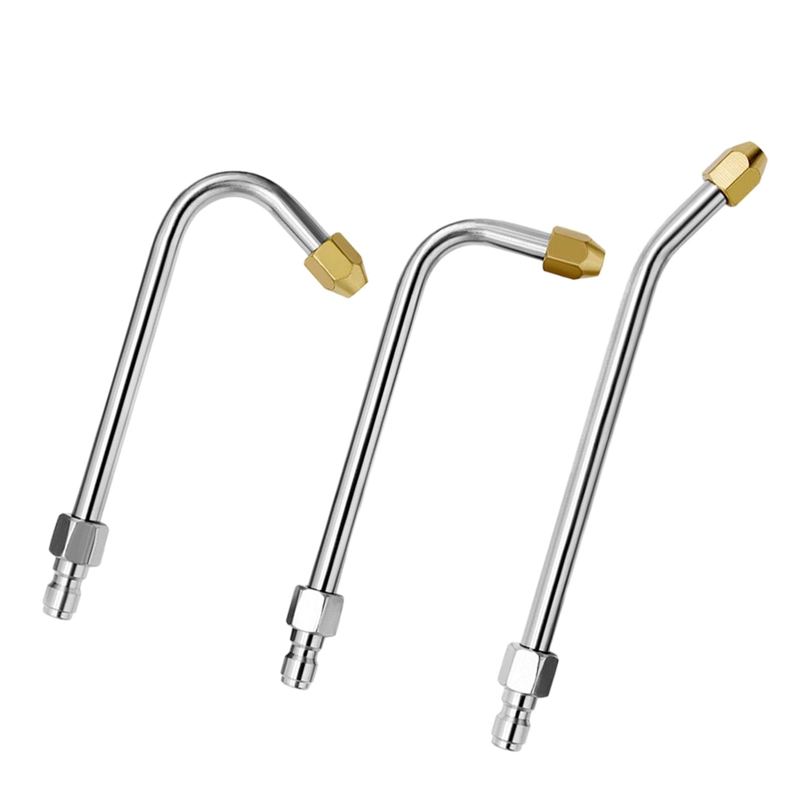 3Pcs Pressure Washer Extension Wand 90° 25° Curved Rod 1/4