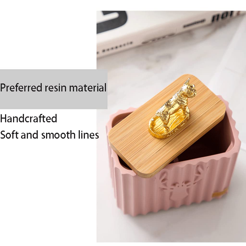 Porta Palillos De Dientes De Resina De Lujo Y Moderno, con Tapa Y Compartimento para Dispensador De Palillos.(Estilo Ciervo Bgreen)