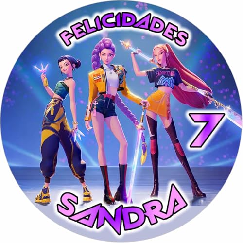 FOTO COMESTIBLE, Oblea o Papel de Azúcar, KPOP DEMON HUNTERS, LAS GUERRERAS K-POP, Personalizada Foto con Texto, Foto Comestibles para Tartas y Magdalenas. Varios Tamaños.