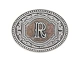 Montana Silversmiths Men's Initial Two Tone Cameo Attitude Western Oval Belt Buckle (Initial R)