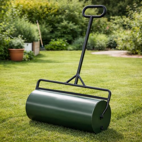 HAGO 24 Rouleau manuel pour jardin, pelouse, 90 cm, en acier, 63 l