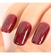 TUTUYU Glitter Red Gel Polish,Sparkly Shimmer Christmas Red Glitter Gel Nail Polish,0.51 Fl Oz So...