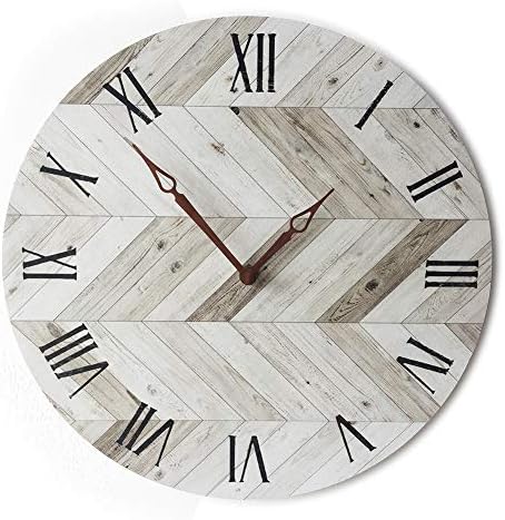 APSOONSELL Large Wooden Clocks for Walls,Silent No-Ticking Decorative Clock for Living Room with Metal Roman Numerals