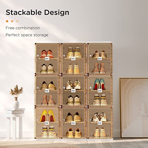 Image of ANTBOX Shoe Organizer Storage Box, Portable Folding Shoe Rack for Closet with Magnetic Clear Door,Large Sneaker Cabinet Bins Sturdy Easy Assembly 6 Layers-6 Grids