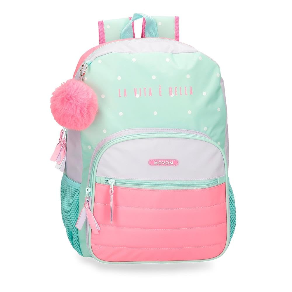 MOVOM La Vita è Bella Mochila Escolar Adaptable a Carro Verde 30x38x12 cms Poliéster 13,68L