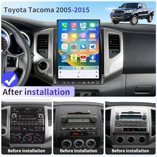 Image of Qualcomm Car Radio for Toyota Tacoma 2005-2015 Stereo Upgrade Wireless CarPlay /Android Auto 8+128G 13.8 Inch Tesla Style 2K Touch Screen with DSP GPS 4G WiFi FM /AM SWC Support Factory Backup Camera