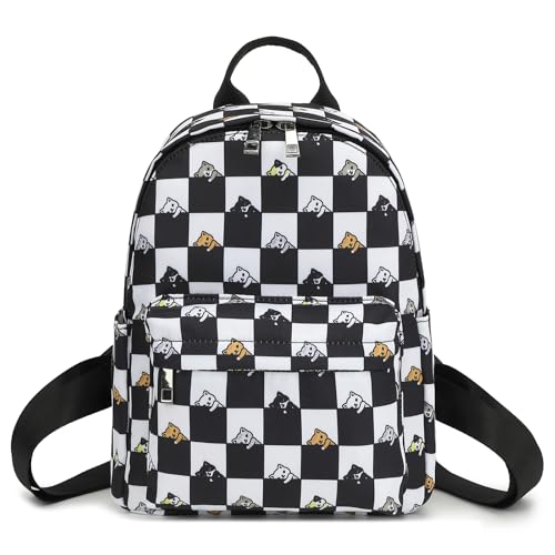 Image of Checkered Cat Mini Backpack Women Girls, Small Backpack Purse for Adults Teens Kids School Travel