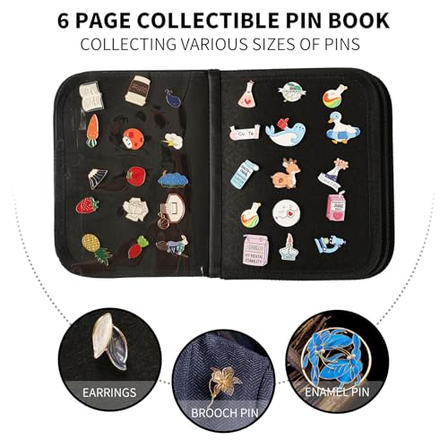 Image of Oeun fan Enamel Pin Display Book, Small Collections or Travel Pin Trading Book, Pin Collector Display Bag,6-Page Pin Display Board,Pin Display Case (Turquoise Blue)