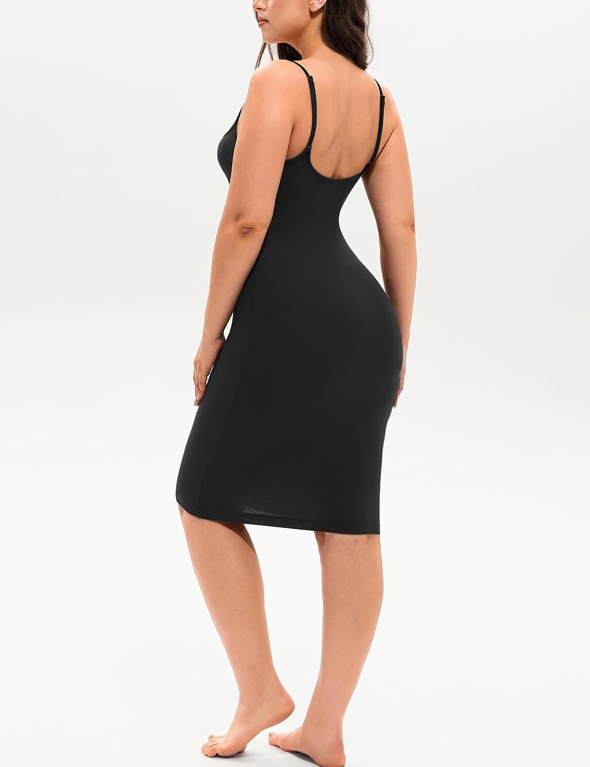 Women's Midi Slip Dress Soft Lounge Sexy Summer Casual Bodycon Dress Spaghetti Strap Club Date Night Dress