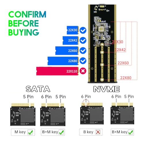 Wanfocyu Aluminum M.2 NVME SATA SSD Enclosure Adapter の商品画像 3