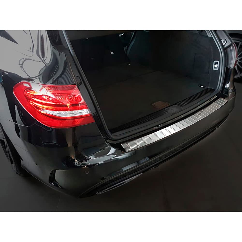 Avisa Protection de seuil arrière inox compatible avec Mercedes Classe-C W205 Kombi 2014- Ribs