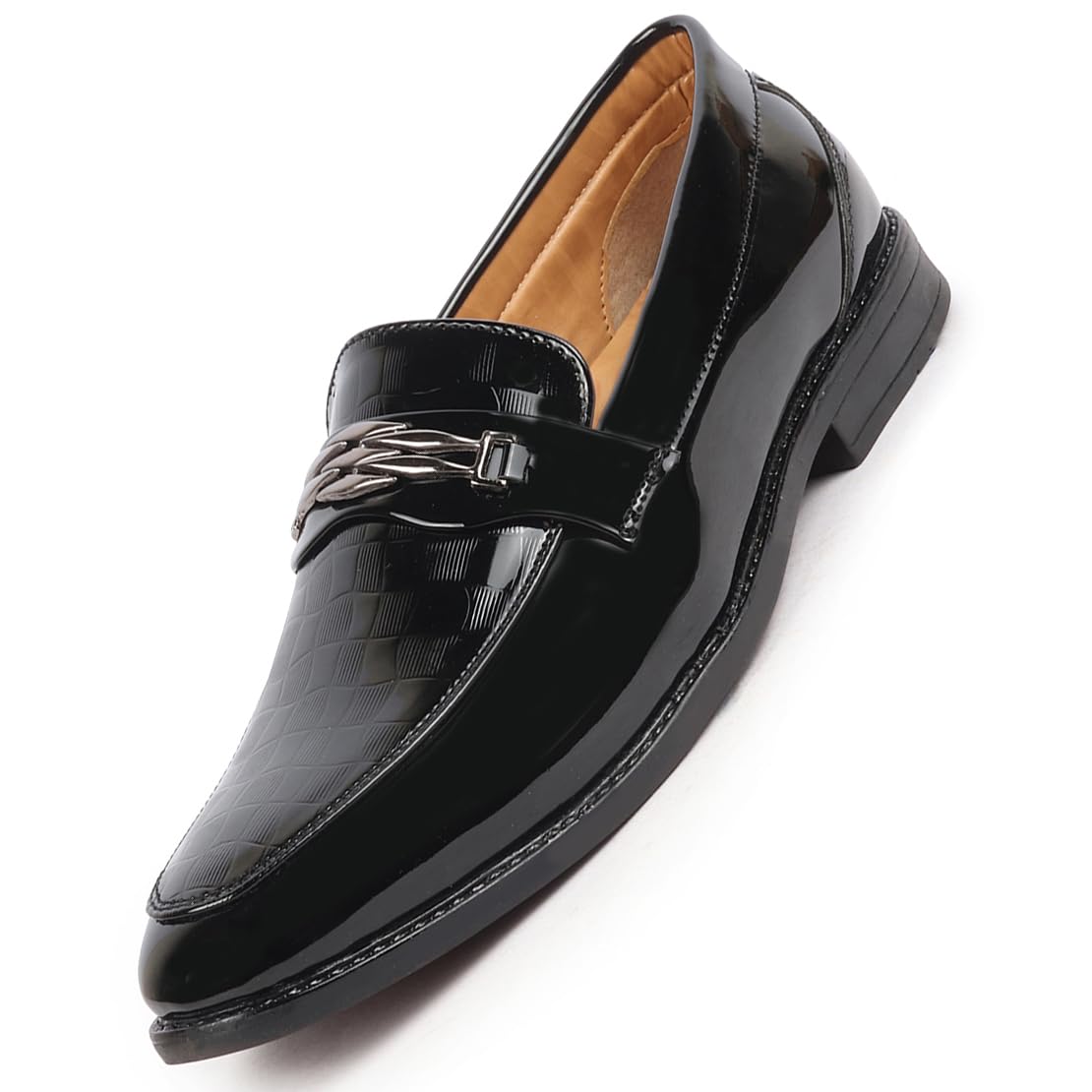 fausto Men's Patent Leather Party Loafers Slip-On Shoes-picture-17