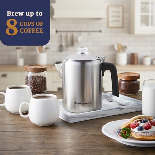 image for Elite Gourmet EC008 Classic Stovetop Coffee Percolator, Glass Clear Br