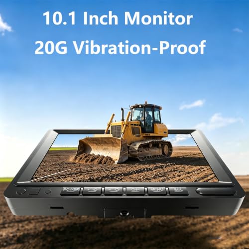 Image of 10.1 inch 1080P AHD Wired Reverse Rear View Backup Camera System,IP69K Waterproof Night Vision, Vibration-Proof 10G for Tractor /Truck /Excavator /Caravan /Skid Steer /Heavy Equipment D102