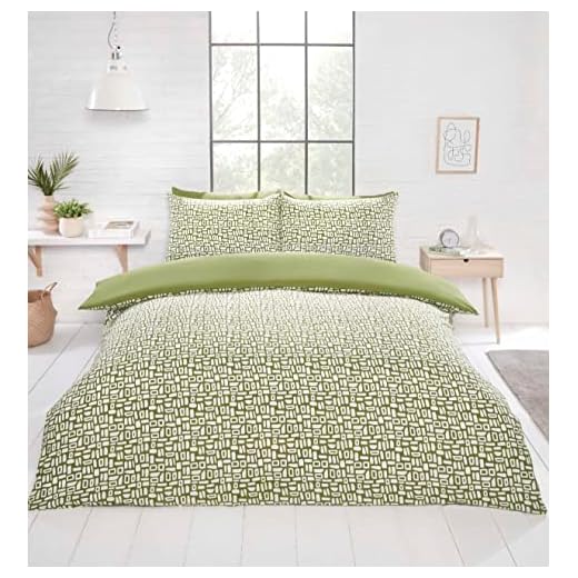 Rapport Home Parure de lit Double en Microfibre avec Housse de Couette et taies d'oreiller incluses Vert