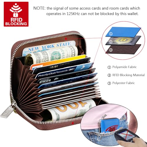 Image of FurArt Zipper Wallet Women, RFID Blocking Credit Card Wallet, Business Card Holder, Compact Size KeyChain Wallet, Tulips and Cat, small
