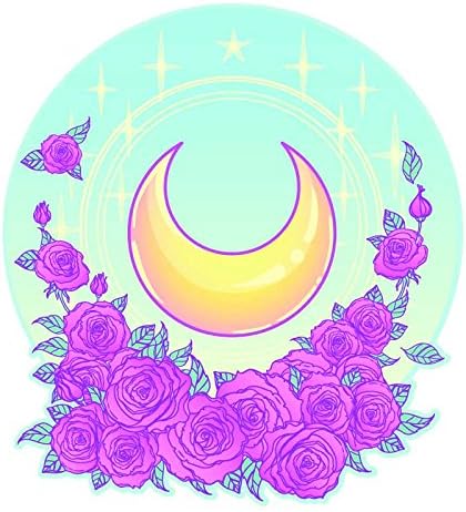 Pallypants Industries Moon Stars Roses - 5 Inch Full Color Vinyl Decal for Car, Automobile