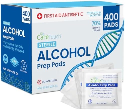 Care Touch Alcohol Prep Pads - 400 Count Alcohol Wipes Individual...