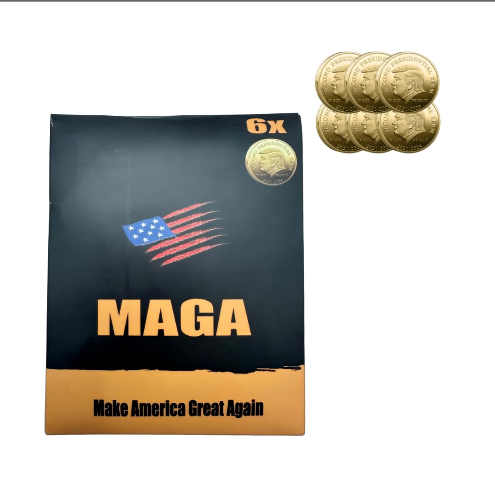 6 Pack Resilience Commemorative Coin - 2024 Historical Tribute with Fist Design, Gold Coins Fighting for America, Coins Save America, 40mm Gold Plated Commemorative Coins Gift, Merchandise