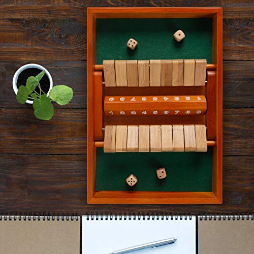 Juego Shut The Box - Juego clásico de 9 números para hasta 2 jugadores - Tablero de madera vintage con dados para adultos y niños de Hey Play (verde) miniatura 6