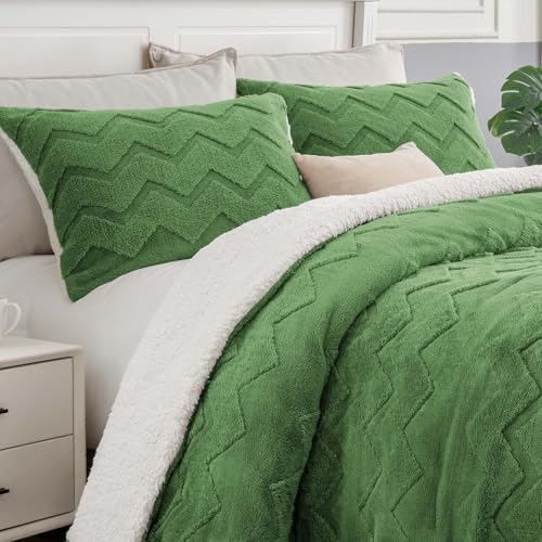 Image of BEDELITE Fluffy Sherpa Twin Comforter Set,Sage Green