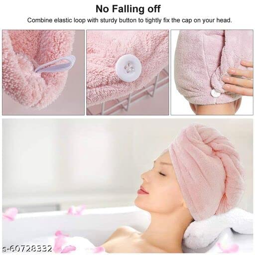 Vyoma Hair Towel Wrap Absorbent Towel Hair-Drying Quick Dry Shower Caps Bathrobe Magic Hair Warp Towel Super Quick-Drying Microfiber Bath Towel Hair Dry Cap Salon Towel (Multicolour, Pack of 2) 3