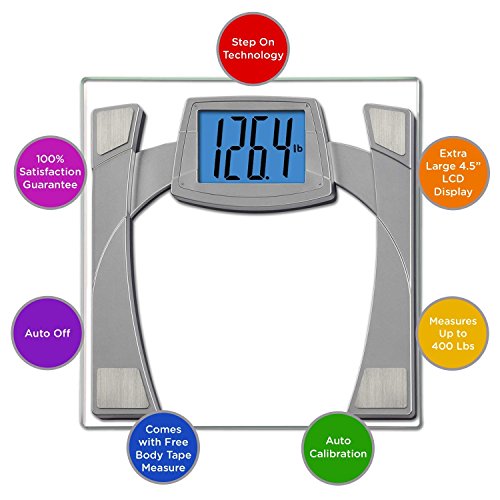 Eatsmart Precision Maxview Digital Bathroom Scale W/ 4.5" Backlit Lcd Display, Silver #TOP6