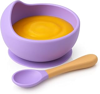 HOUSIFY Baby Silicone Suction Feeding Bowl & Wooden Spoon Set | 100% BPA Free Food-Grade Silicone | Anti-Spill Suction Base | Dishwasher & Microwave Safe | Ideal for 6+ Months (Purple)-picture-18