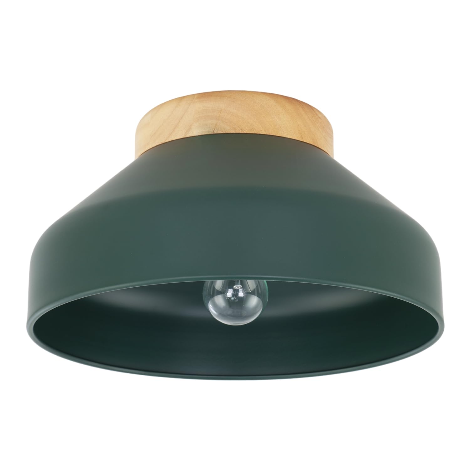 Happy Homewares Unisex Dark Green Contemporary Scandinavian Designed Semi Flush Ceiling Light Fitting In 18Cm