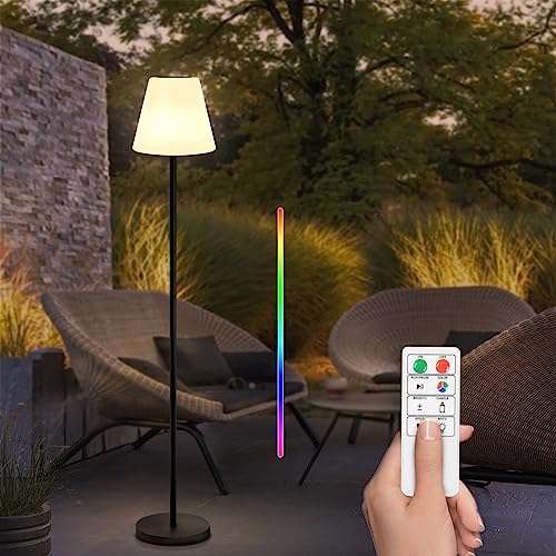 Postlucky Lampadaire Exterieur Solaire Lampes de Table Sans Fil Rechargeable USB avec Capteur de Lumière Lampadaire Solaire Exterieur Dimmable 8 Couleurs Réglable en Hauteur pour Eerrasse, Jardin