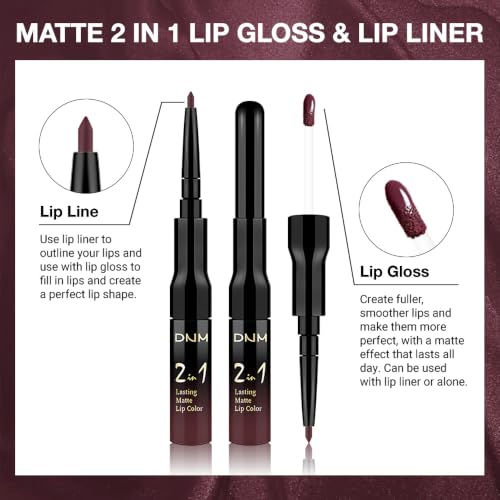 Image of evpct Dark Deep Eggplant Plum Purple Red Matte Lip Liner and Liquid Lipstick Stain Makeup Set for women Long Lasting Smudge Proof Lipstick labiales matte mate larga duracion listip 24 hours originales