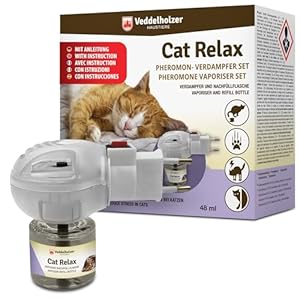 Relax Cat Pheromone Katzen Diffusor Set bestehend aus Verdampfer + 45ml Flakon Beruhigungsmittel für Katzen Entspannungs & Anti Stress Mittel für Katzen urinieren verhindern gegen kratzen