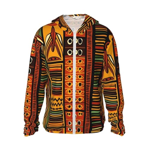 Sun Protection Hoodie Shirt African Striped UPF 50+ Long Sleeve Outdoor Rash Guard for Men Women