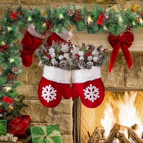 Corona de Navidad estilo rústico hecha con materiales resistentes para puerta de casa 3
