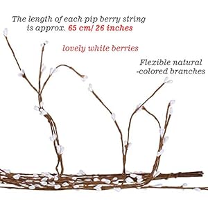 WILLBOND 64 Feet Ply Pip Berry Garland for Christmas Winter Indoor Outdoor Decor Head Wreaths Wedding Crowns (White, 30 Packs) WILLBOND 64 Feet Ply Pip Berry Garland for Christmas Winter Indoor Outdoor Decor Head Wreaths Wedding Crowns White 30 Packs