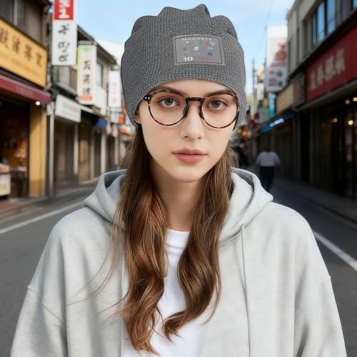Bonnet en maille gaufrée gris pour patinage et activités hivernales - 7