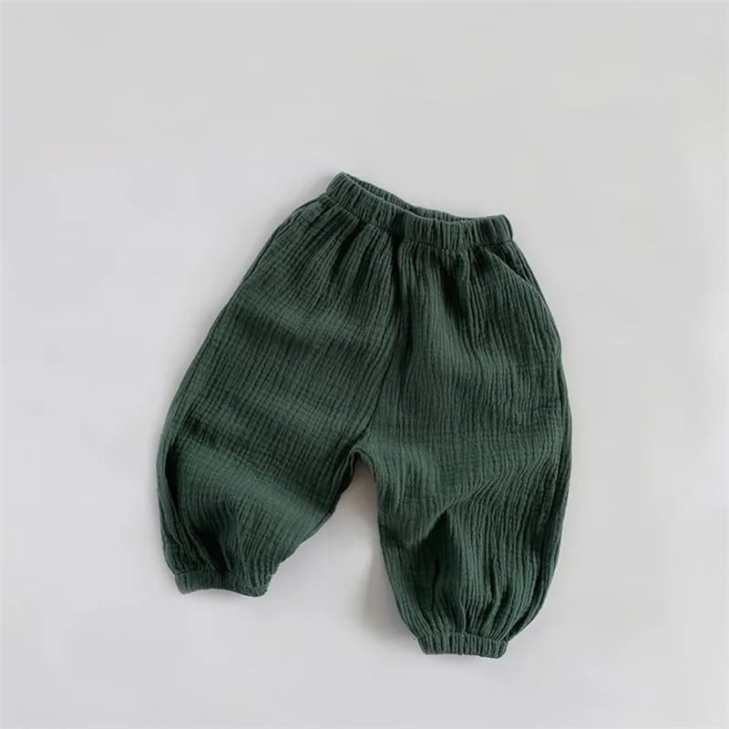 Kids Solid Double Layer Cotton Pants Vintage Cotton Long Trousers Boys Girls3