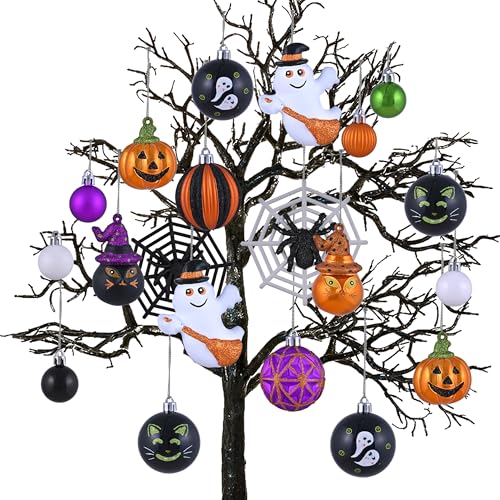 Valery Madelyn 40 Stücke Halloween Kugeln Ornamente, Freche Dekorative Bruchsichere Halloween Hängende Baumkugeln Anhänger(M)., 4.99 €