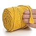 Produktbild MeriWoolArt Makramee Garn 4mm 75m Gelb, Baumwollgarn Kordel, Dicke Macrame Cord für Makramee Wandbehang, Blumenampel, Vorhang und Mehr DIY Deco (Senf, 4mm x 75m)