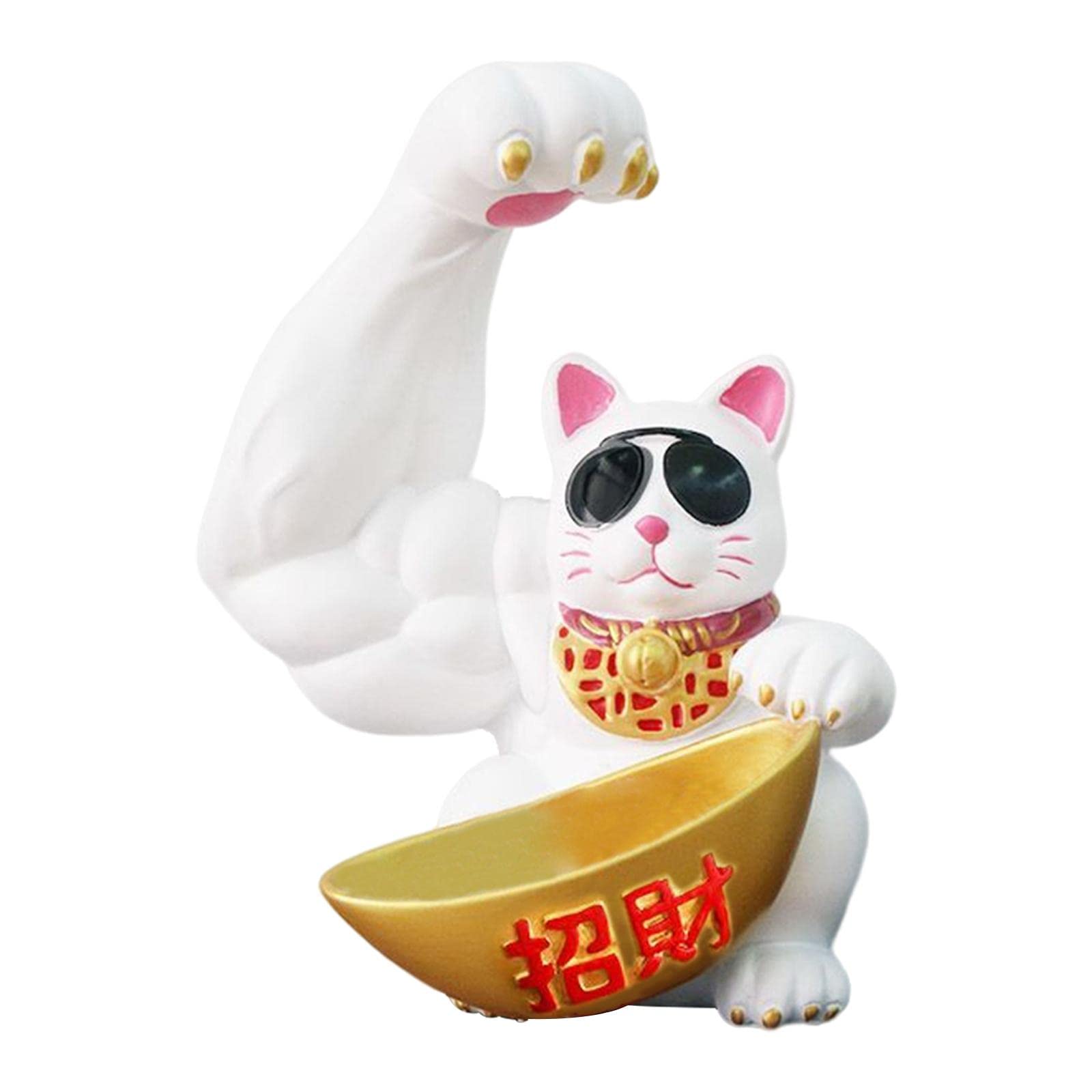 Sculpture de chat élégante avec deux plateaux, figurines de chat décoration de table pour clés, bagues et pièces de monnaie, décoration d'intérieur pour bibliothèque, bureau ou amoureux des chats